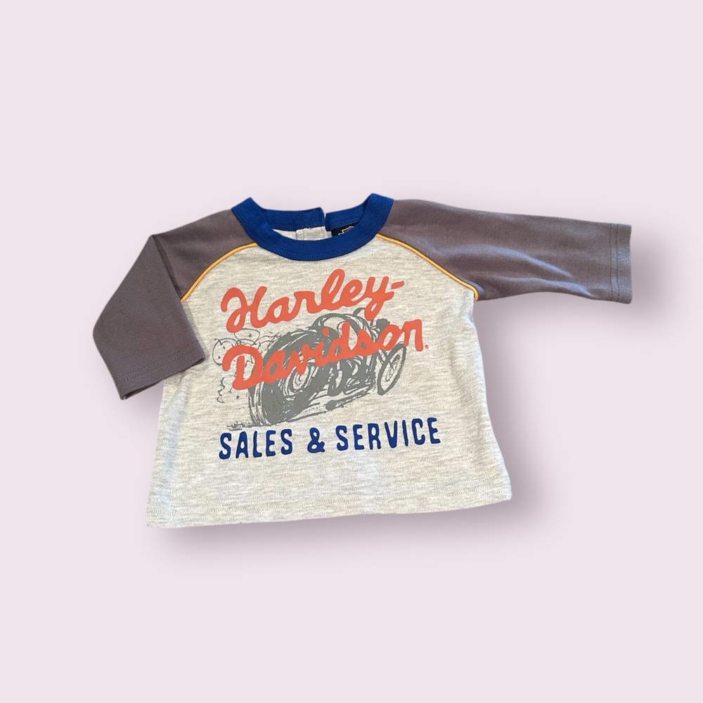 Baby Harley-Davidson Motor Grey Raglan Tee - Sales & Service Size 9/12 Months